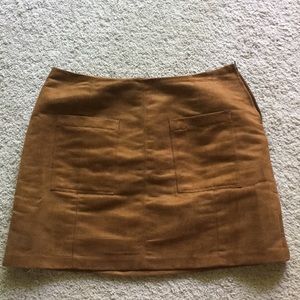 Tan suede mini skirt